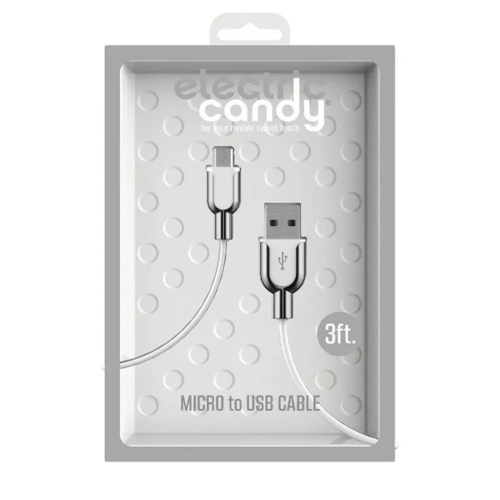 Tzumi Electric Candy 3ft Micro to USB Cable  -White/Silver-